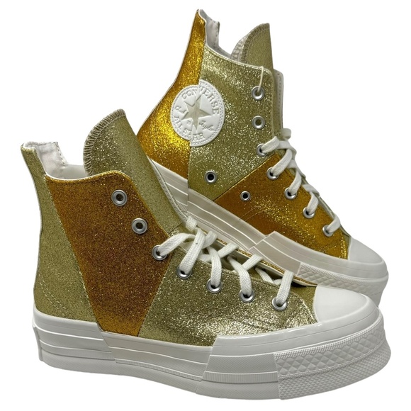 Converse Shoes - Converse Chuck 70 Plus Glitter Sneaker Shoes Gold Women's Size High Top A08176C